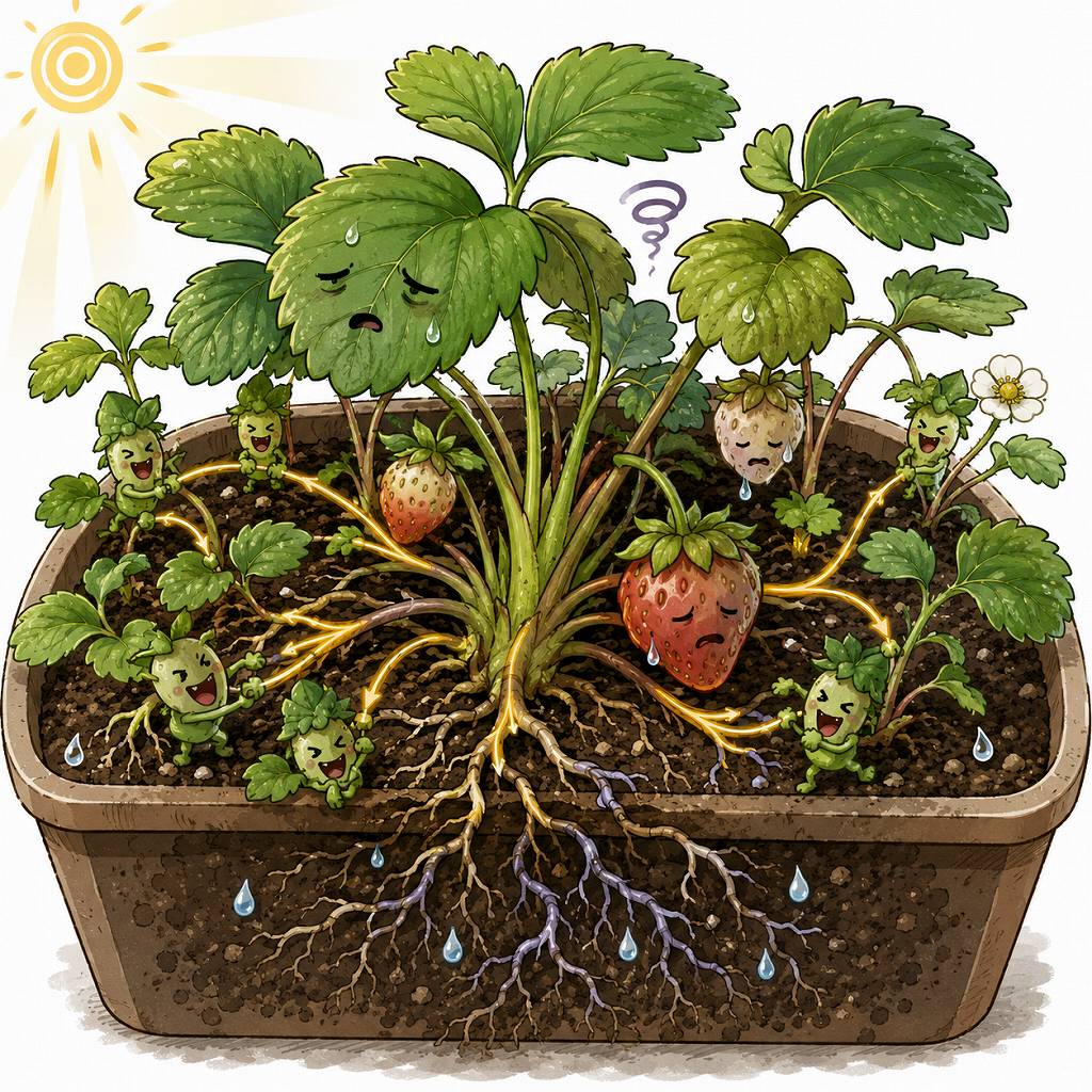 いちごの「葉かき」と「芽かき」の違いとは？初心者が盛大に伐採した結果