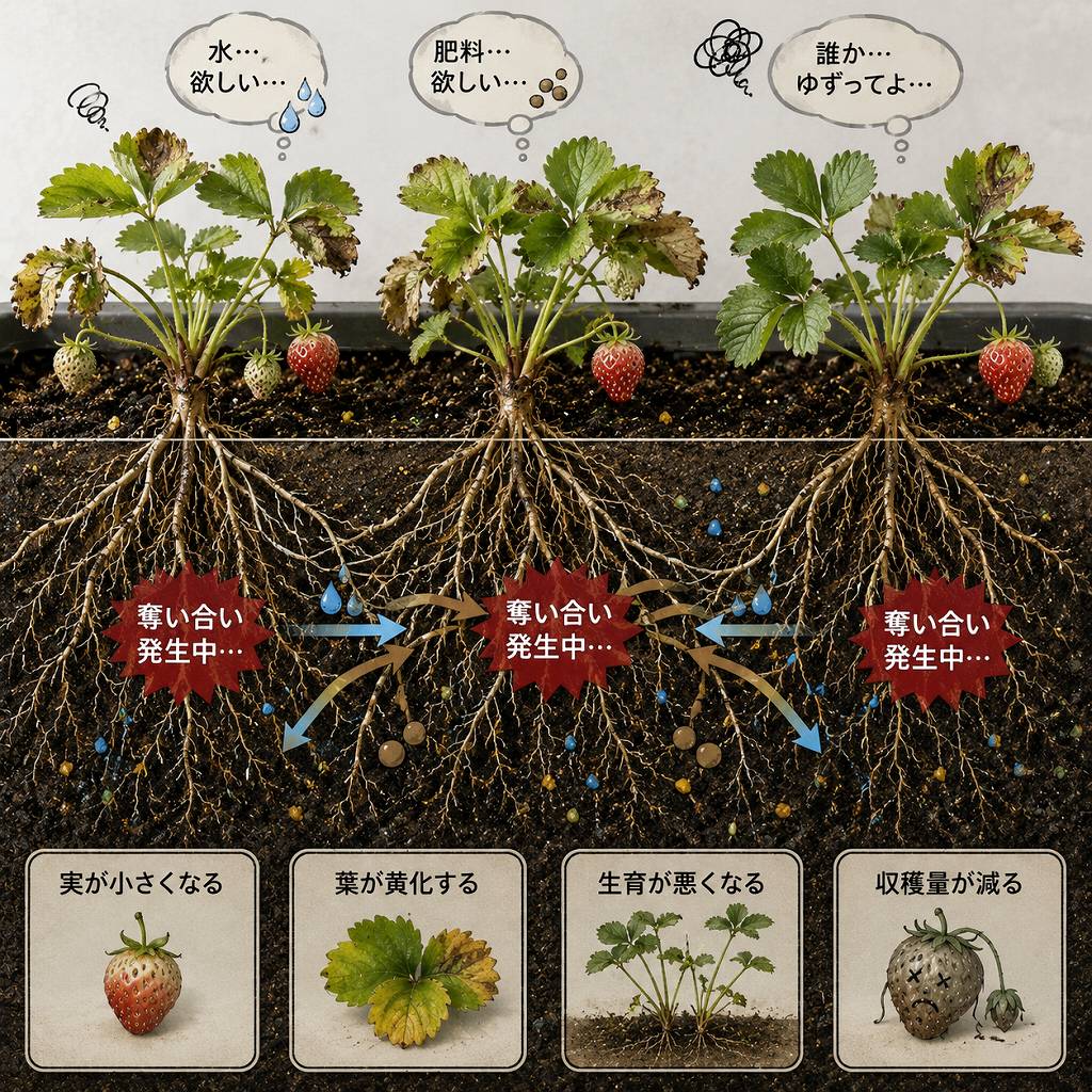 いちごのプランター栽培｜株間・土容量・クラウンの注意点を初心者向けに解説