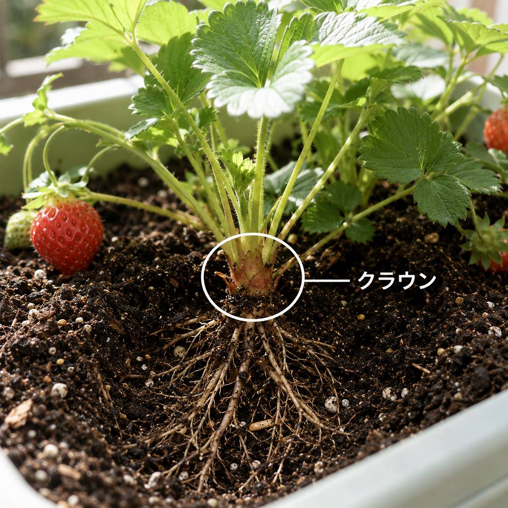 いちごの苗を植替えてみた。