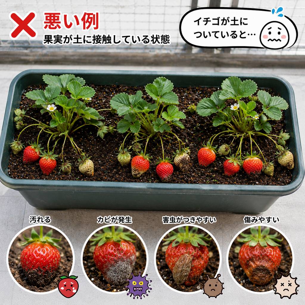 いちごの苗を植替えてみた。