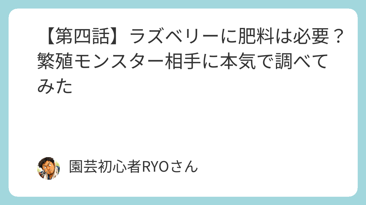ラズベリーに肥料は必要？繁殖モンスター相手に本気で調べてみた